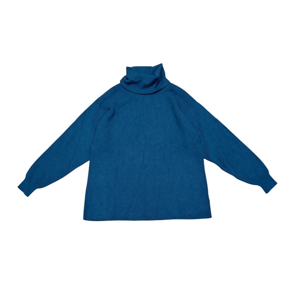 Free People Softly Structured Turtleneck Tunic Sweater Oversized Teal Medium M